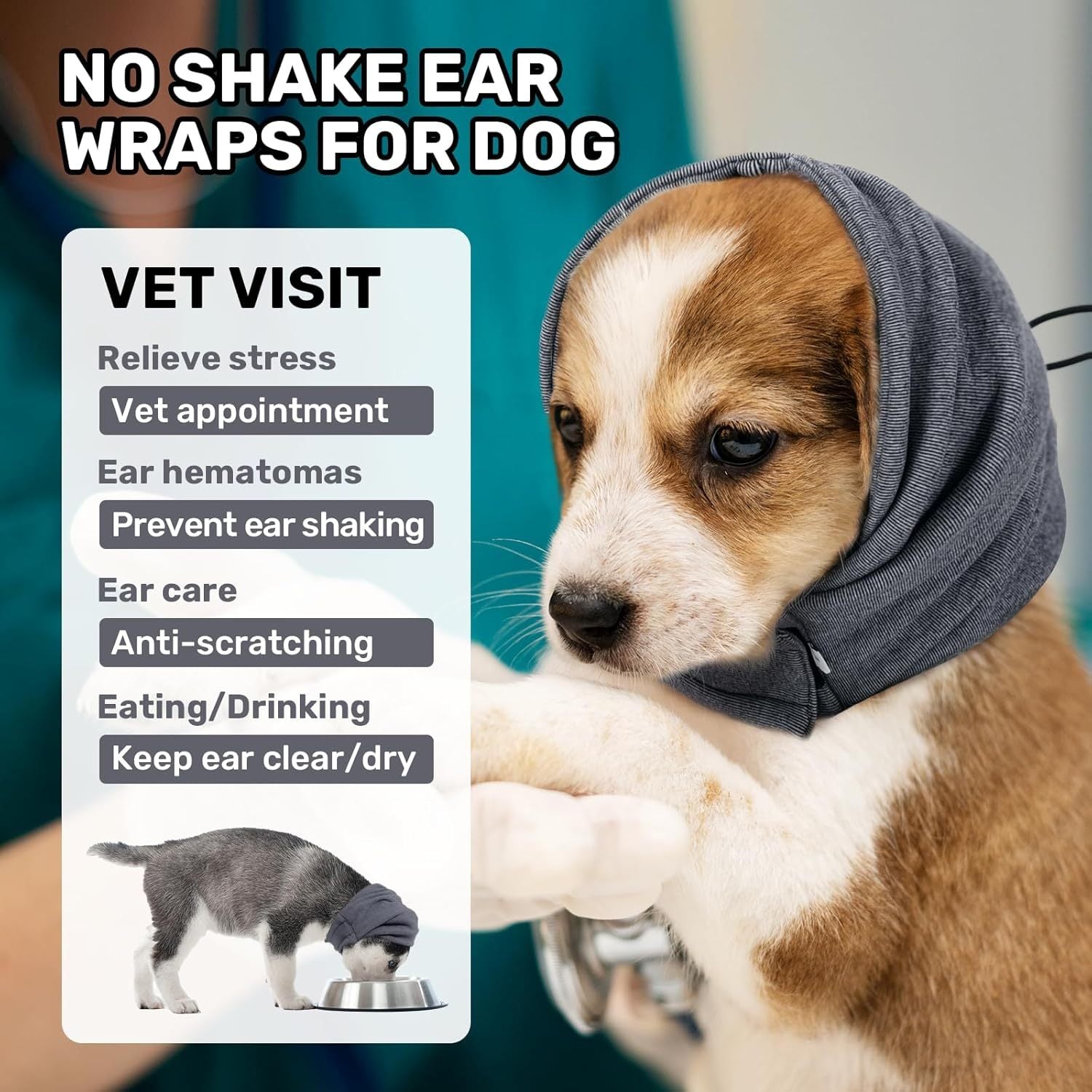 JMT-454858 Dog Calming Hoodie with Adjustable Ear Muffs for Noise Protection and Anxiety Relief