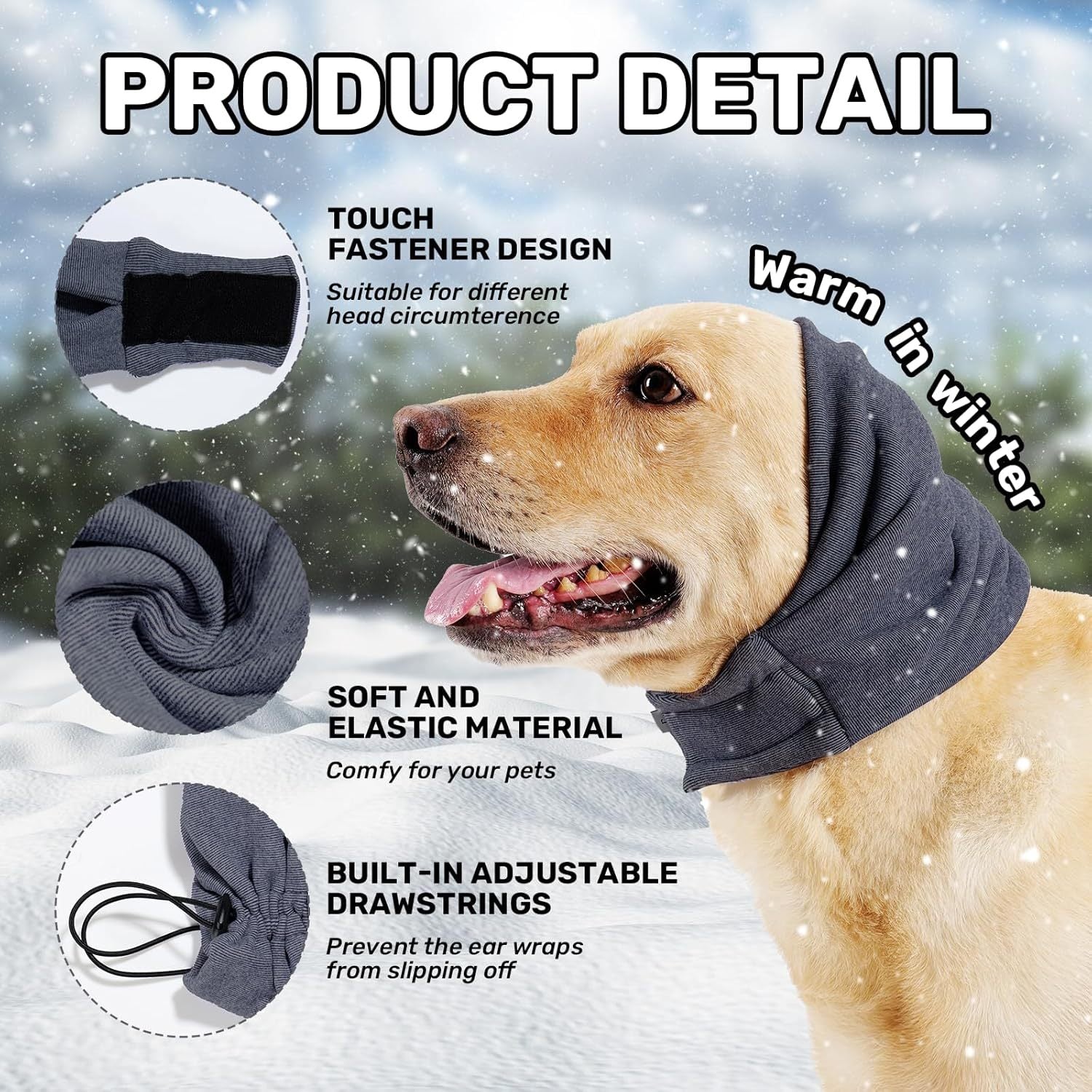 JMT-454858 Dog Calming Hoodie with Adjustable Ear Muffs for Noise Protection and Anxiety Relief