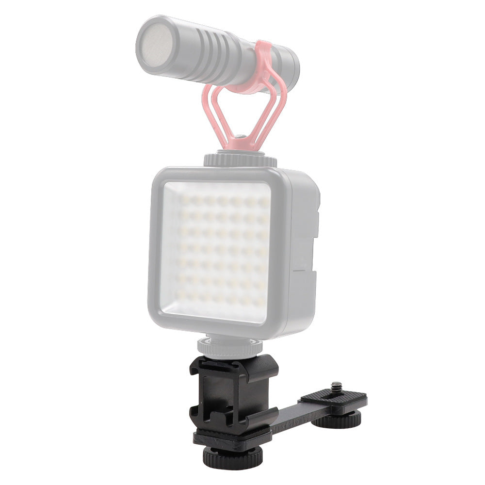JMT-455242 Aluminum Alloy Three-Head Hot Shoe Crossbar Bracket for Microphone and Camera Flash