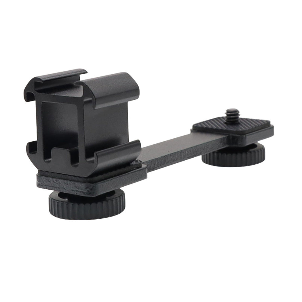 JMT-455242 Aluminum Alloy Three-Head Hot Shoe Crossbar Bracket for Microphone and Camera Flash