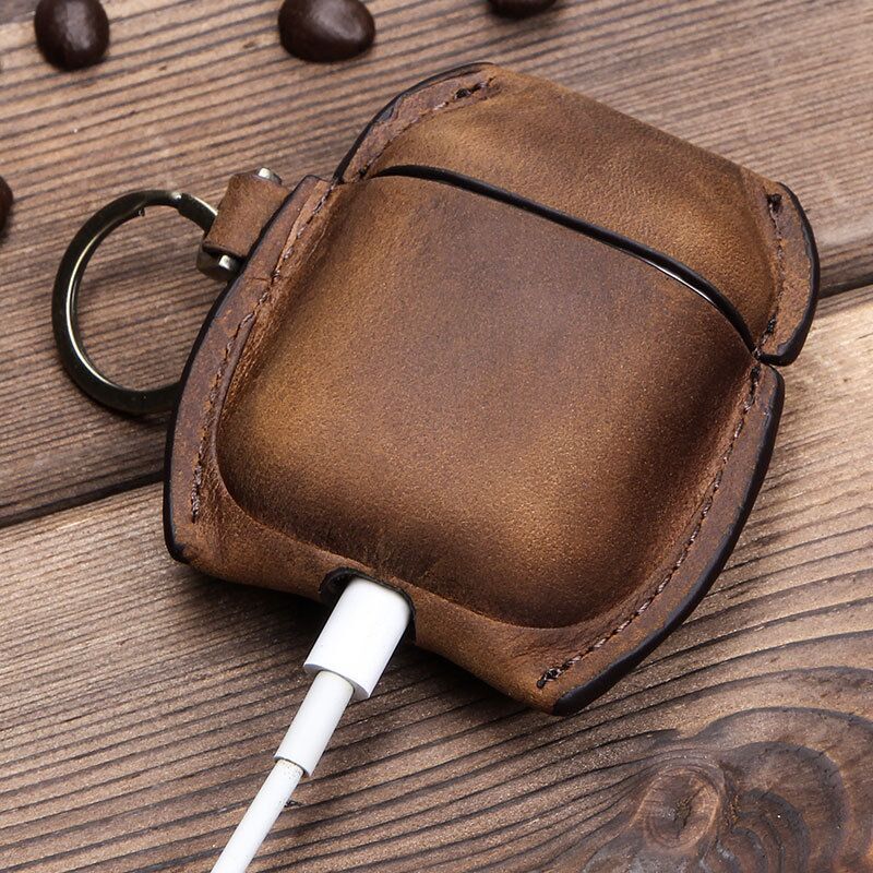 JMT-455370 Leather Case for AirPods 1/2 Generation - Soft Shell in Brown, Sapphire Blue, or Wine Red