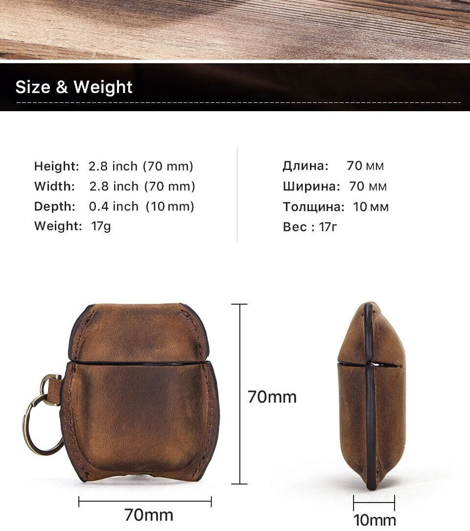 JMT-455370 Leather Case for AirPods 1/2 Generation - Soft Shell in Brown, Sapphire Blue, or Wine Red