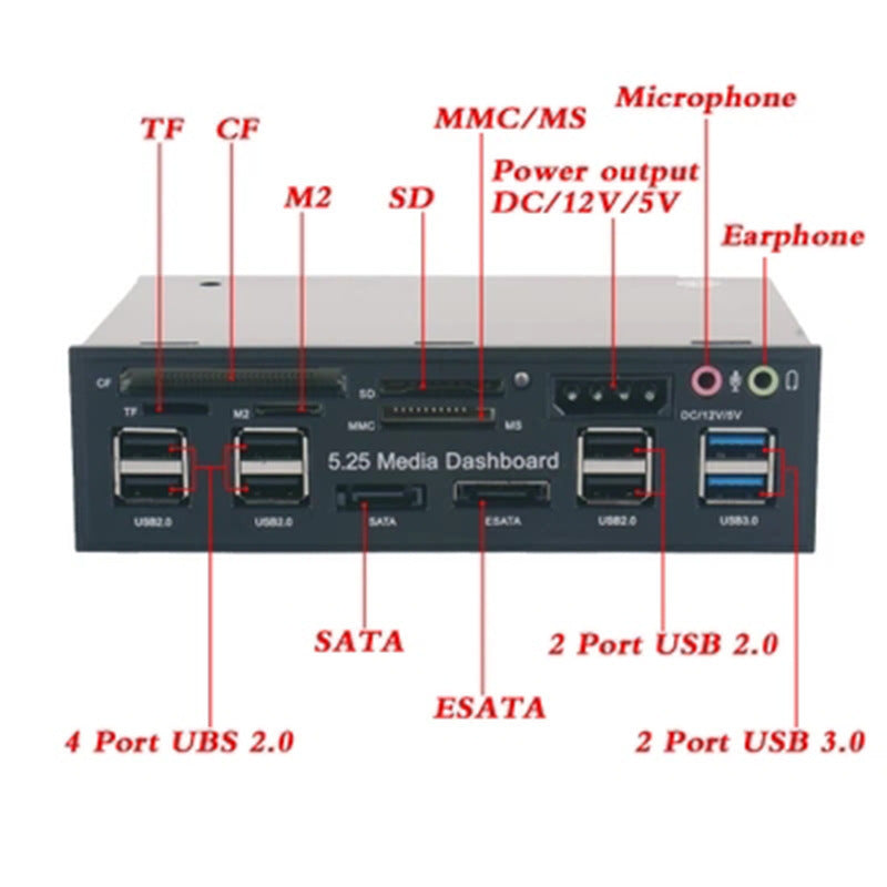 JMT-455498 External CD-ROM Drive with USB 3.0 and Multifunctional Card Reader for CF, SD, TF, MicroSD, MS Pro, and MS Micro (M2)