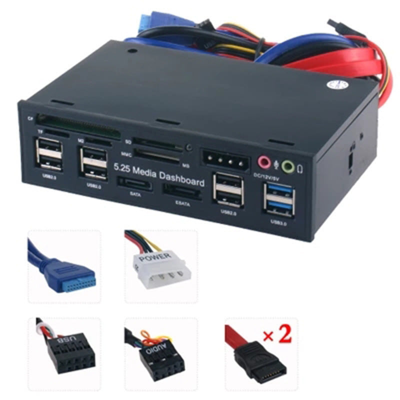 JMT-455498 External CD-ROM Drive with USB 3.0 and Multifunctional Card Reader for CF, SD, TF, MicroSD, MS Pro, and MS Micro (M2)