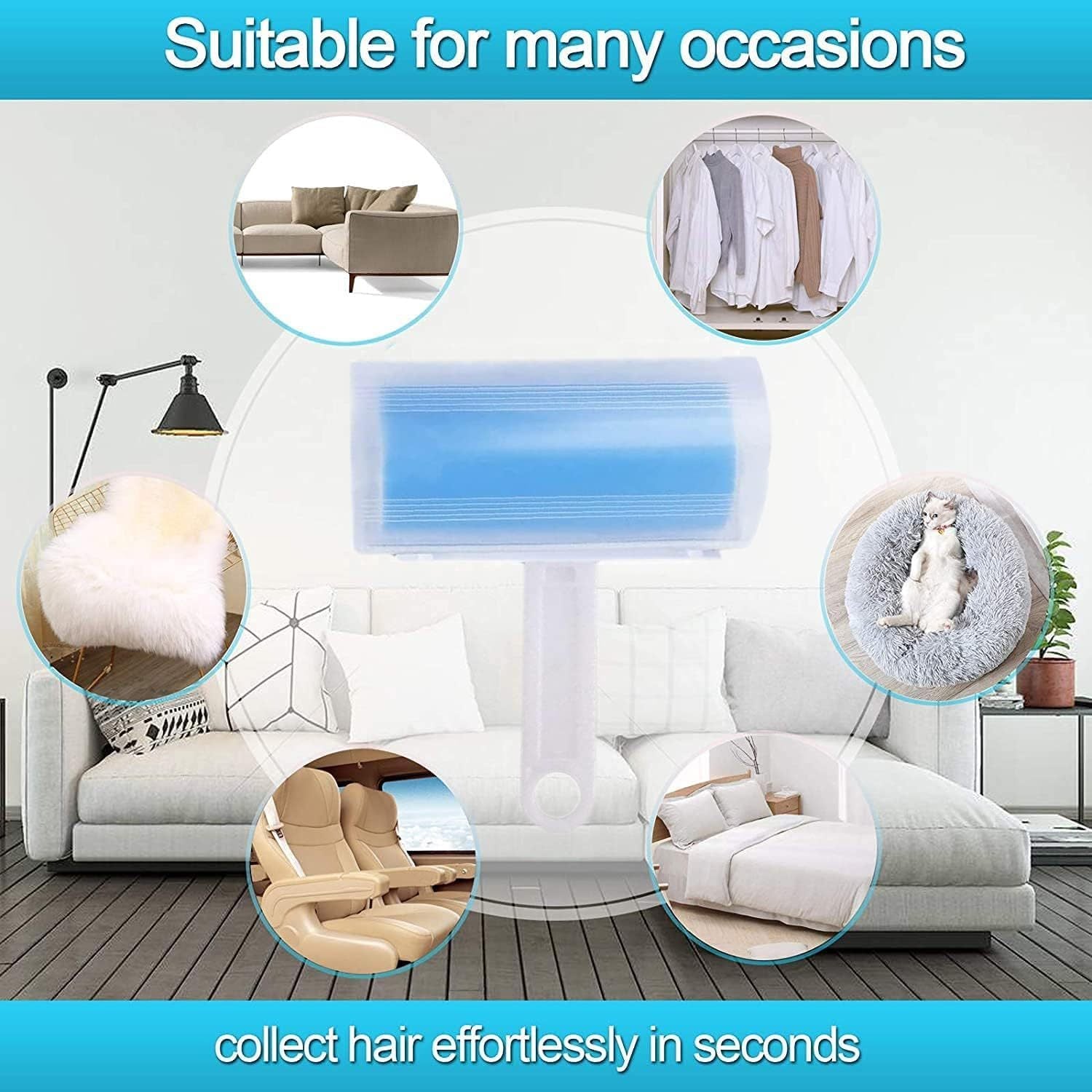 JMT-455626 Reusable Washable Lint Roller for Dog and Cat Hair Removal – Easy to Clean and Portable Pet Hair Cleaner