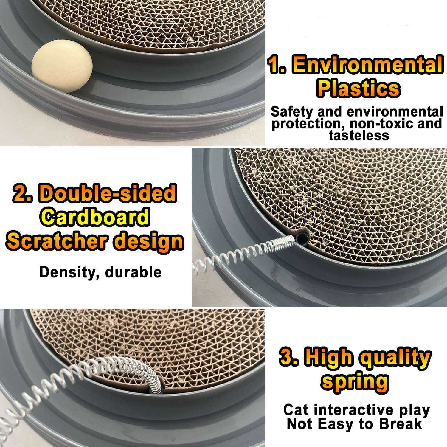JMT-455690 Interactive Cat Scratcher Toy with Track Ball for Stimulation and Scratch Prevention, Includes Replaceable Scratch Pad