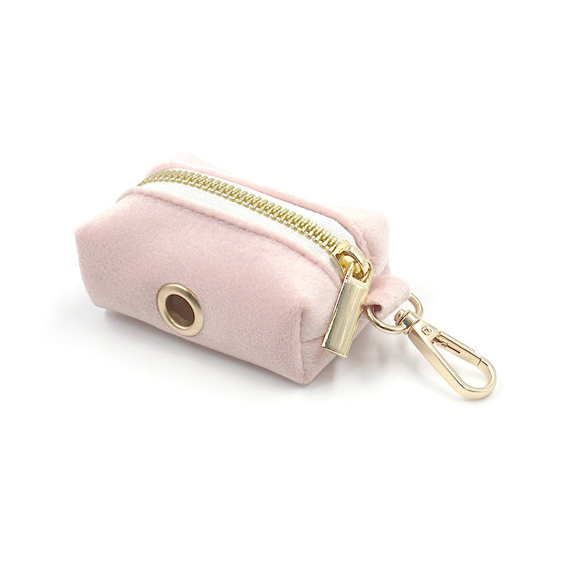 JMT-455882 Pink Velvet Dog Collar with Gold Buckle and Matching Leash