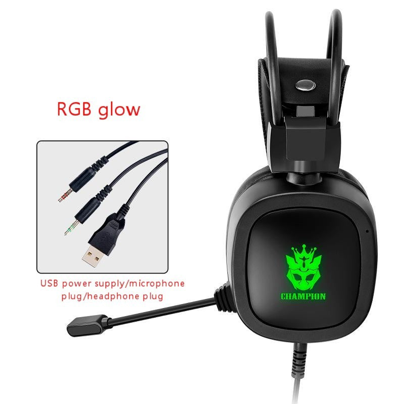 JMT-456202 RGB Wired Head-Mounted Gaming Headset with 50mm Driver, USB Power Supply, and Omnidirectional Microphone