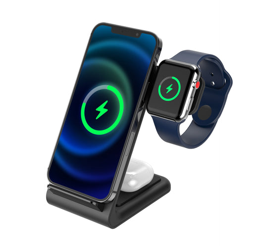 JMT-456394 Three-in-One Wireless Charging Stand for Mobile Phones, Smart Watches, and Earbuds - 15W Fast Charging
