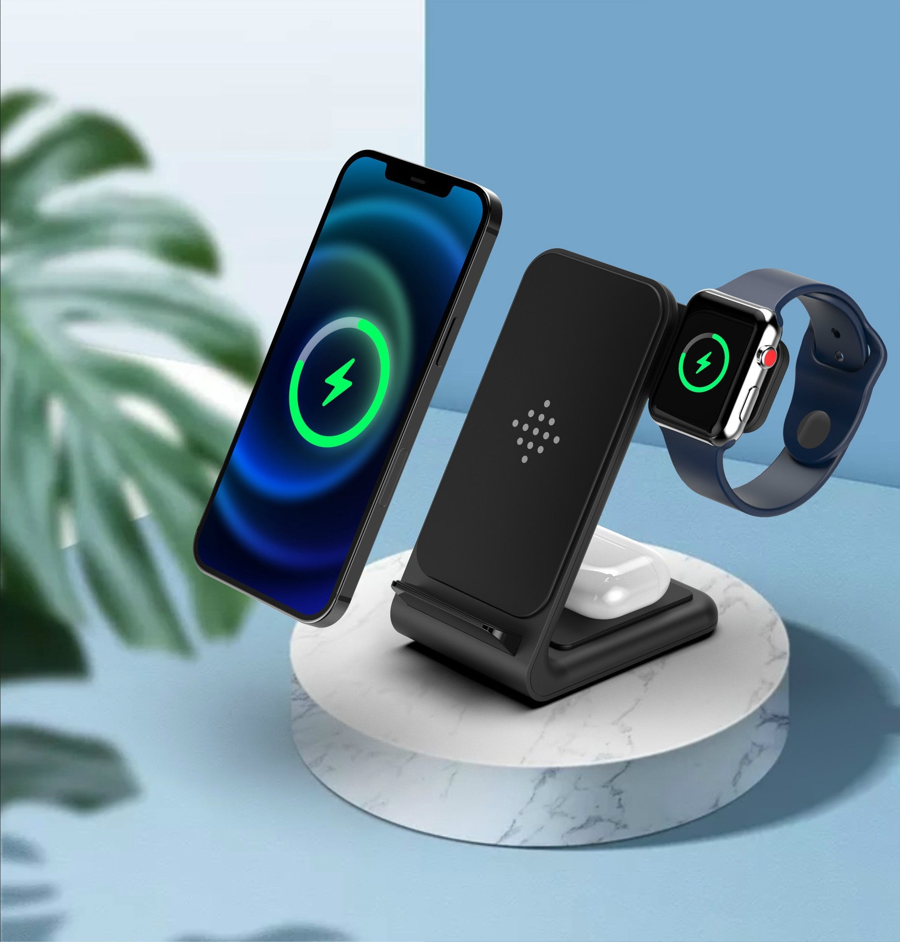 JMT-456394 Three-in-One Wireless Charging Stand for Mobile Phones, Smart Watches, and Earbuds - 15W Fast Charging