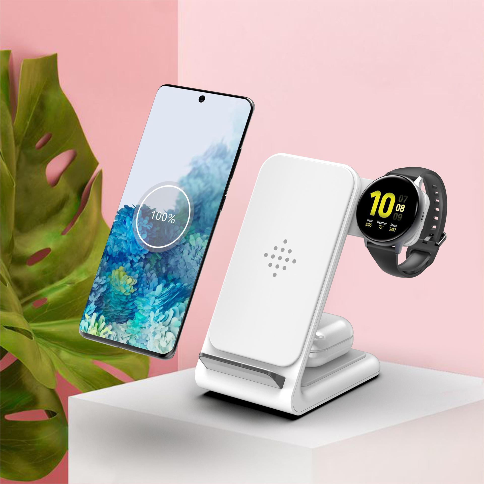 JMT-456394 Three-in-One Wireless Charging Stand for Mobile Phones, Smart Watches, and Earbuds - 15W Fast Charging