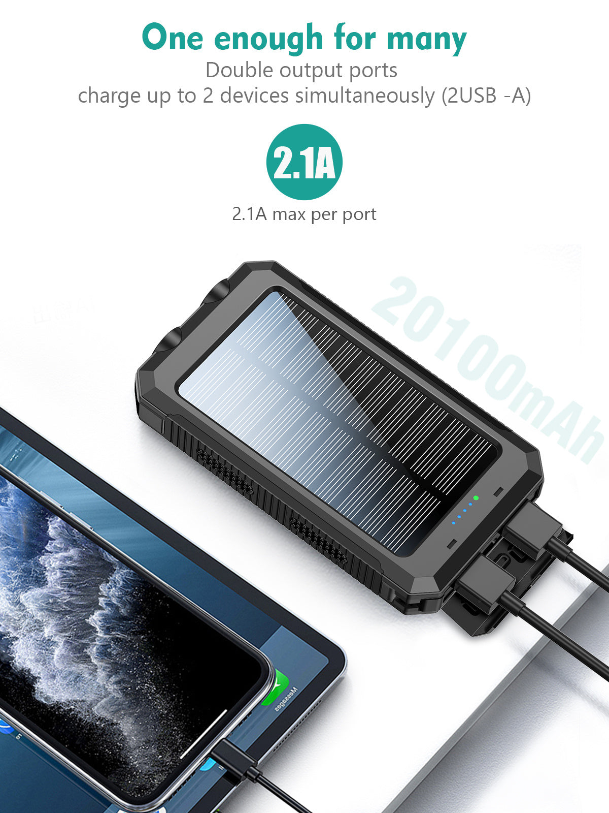 JMT-456714 Portable Solar Power Bank for Charging Phones and Devices