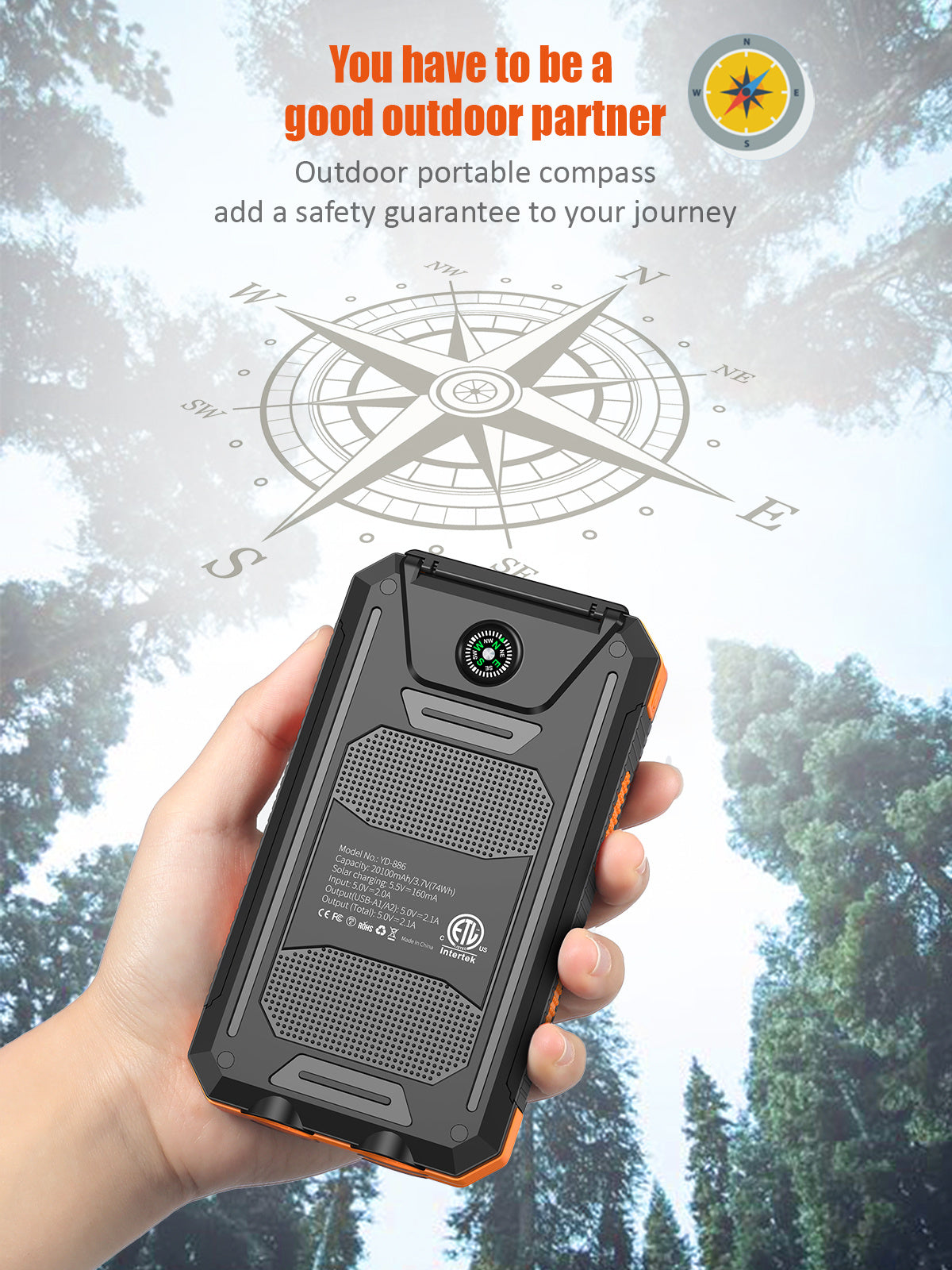 JMT-456714 Portable Solar Power Bank for Charging Phones and Devices