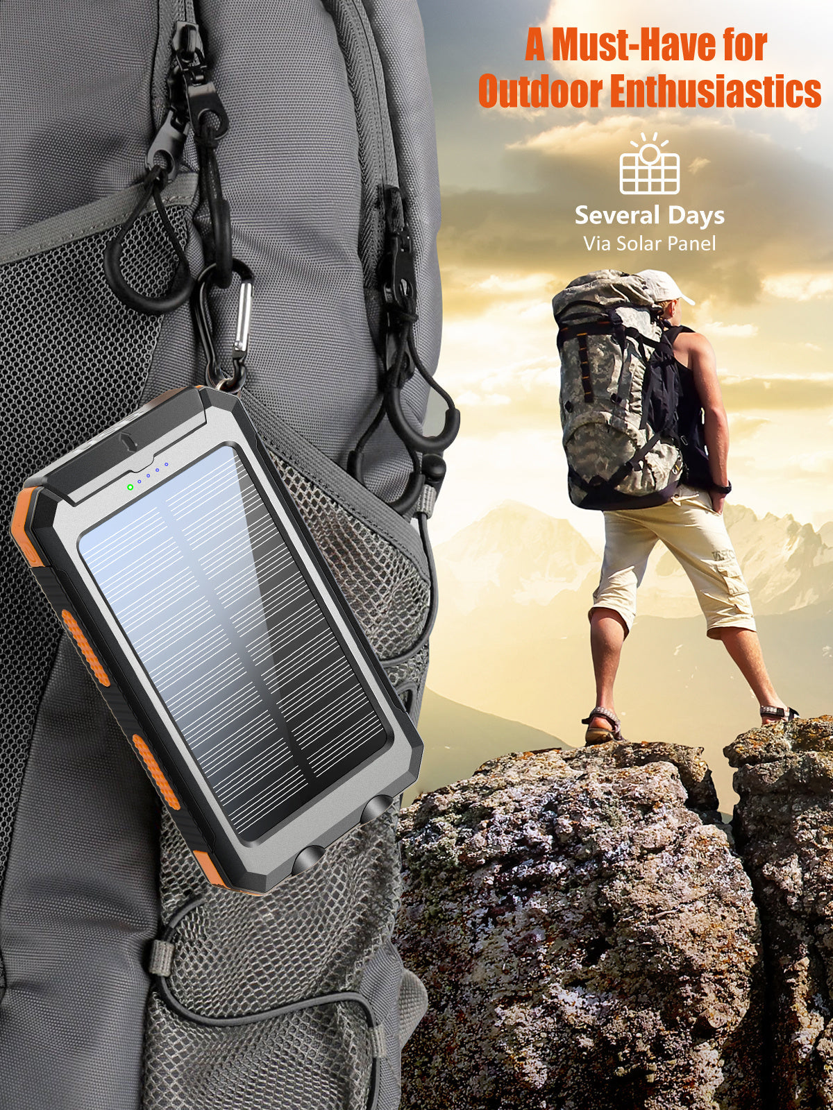 JMT-456714 Portable Solar Power Bank for Charging Phones and Devices