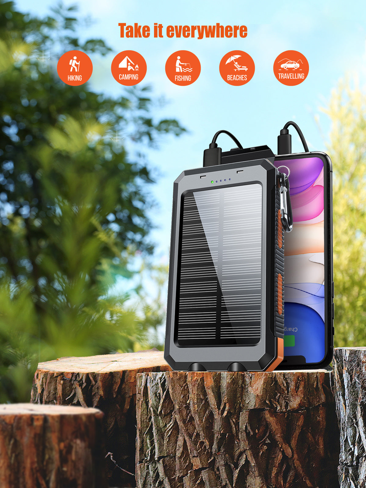 JMT-456714 Portable Solar Power Bank for Charging Phones and Devices