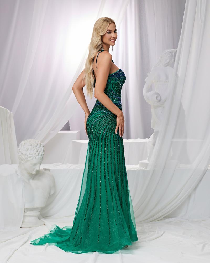 JMT-456778 Elegant Green Evening Dress for Women - Model SH0130