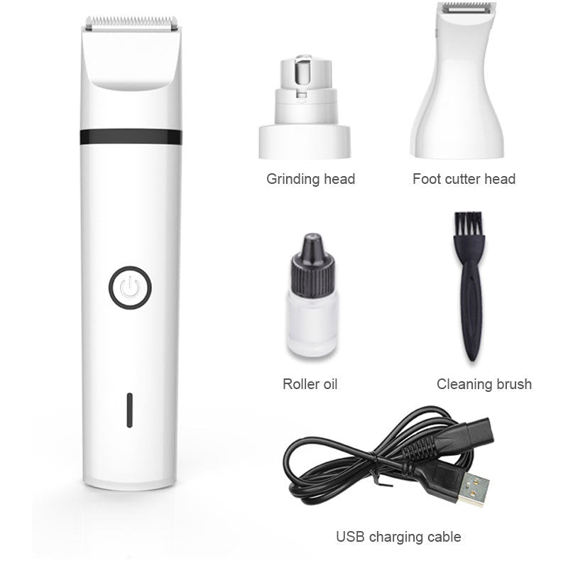 JMT-456778 Pet Grooming Clipper with Nail Grinding Head and Trimming Attachments - Model G12 in White and Black