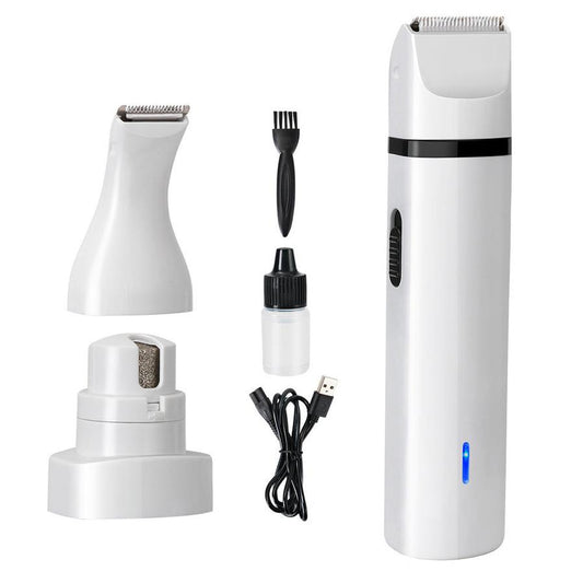 JMT-456778 Pet Grooming Clipper with Nail Grinding Head and Trimming Attachments - Model G12 in White and Black