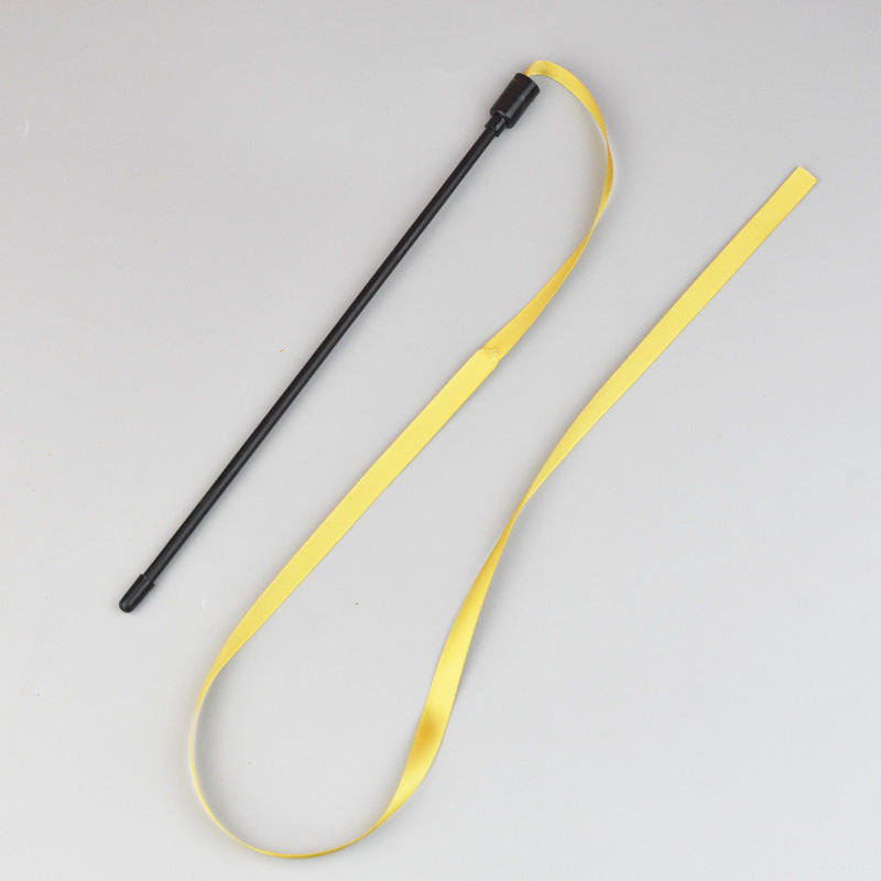 JMT-456842 Colorful Interactive Cat Teaser Wand with Soft Satin Ribbons for Cat Playtime