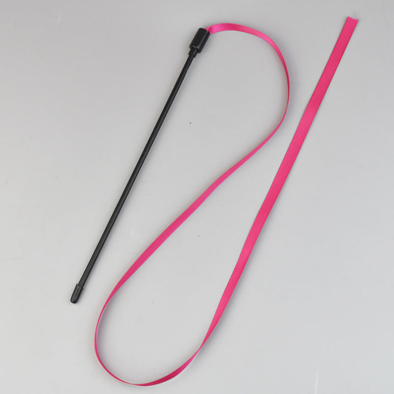 JMT-456842 Colorful Interactive Cat Teaser Wand with Soft Satin Ribbons for Cat Playtime