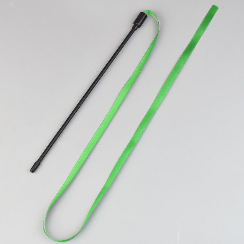 JMT-456842 Colorful Interactive Cat Teaser Wand with Soft Satin Ribbons for Cat Playtime