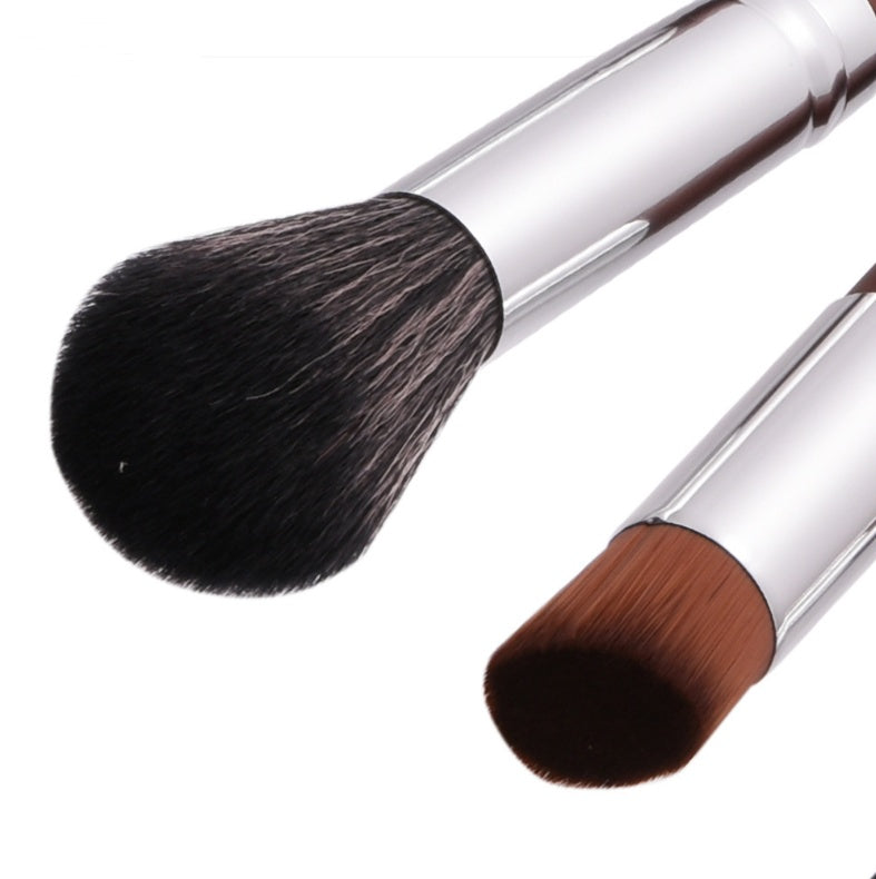 JMT-456970 10-Piece Makeup Brush Set with Aluminum Tubes and Wooden Handles - Nylon Hair for Precise Application