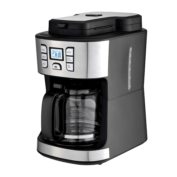 JMT-456970 15-Cup Electric Coffee Maker with Built-in Grinder and LCD Display