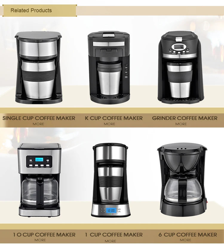 JMT-456970 15-Cup Electric Coffee Maker with Built-in Grinder and LCD Display