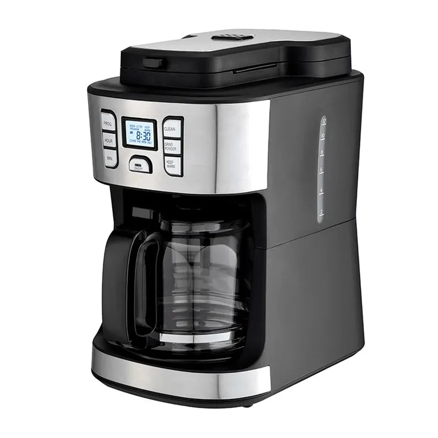 JMT-456970 15-Cup Electric Coffee Maker with Built-in Grinder and LCD Display