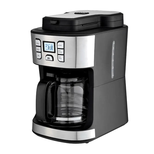 JMT-456970 15-Cup Electric Coffee Maker with Built-in Grinder and LCD Display