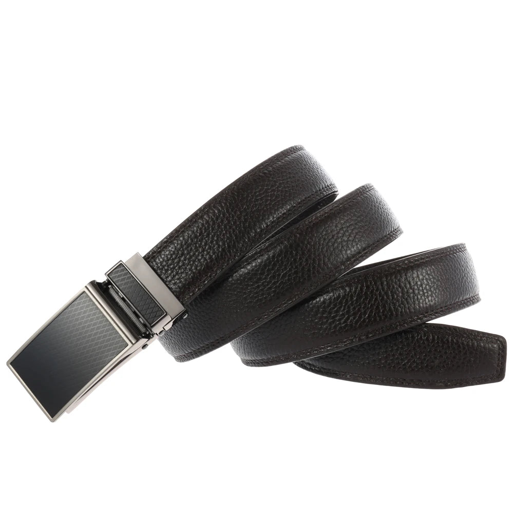 JMT-457290 Genuine Leather Automatic Buckle Ratchet Belt for Men, Model LY33-30021-5