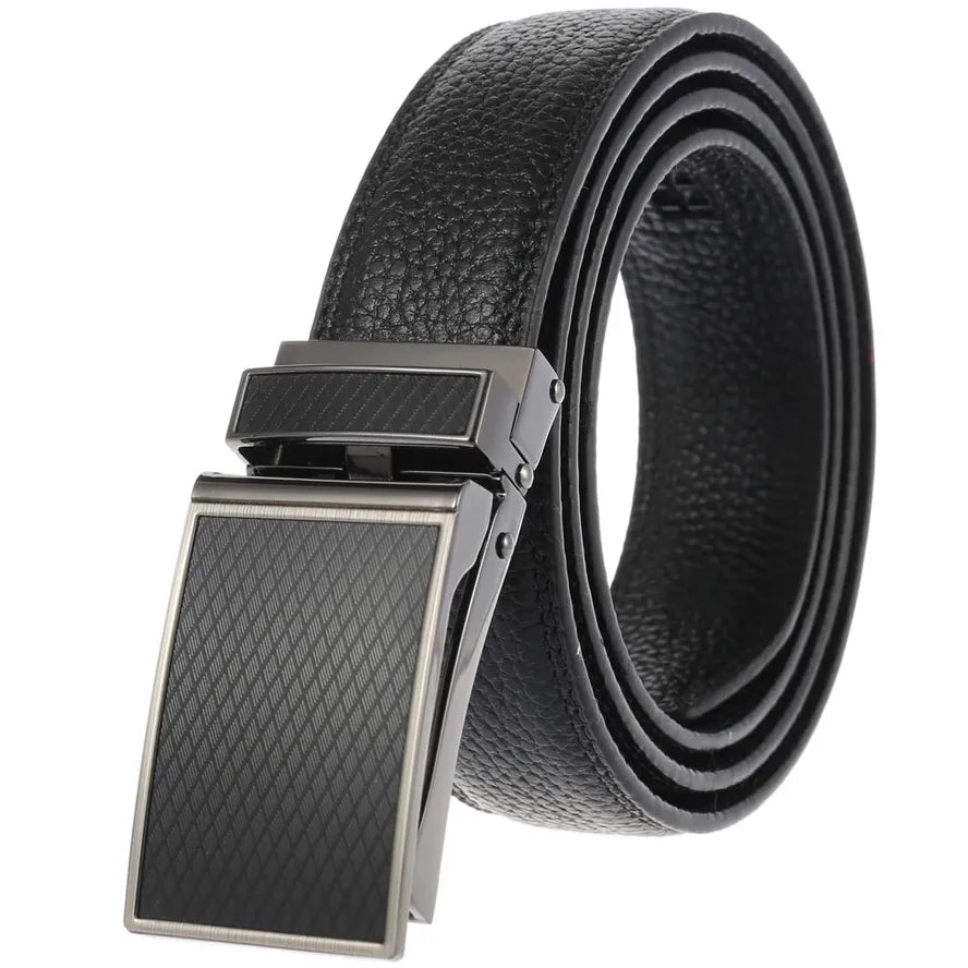 JMT-457290 Genuine Leather Automatic Buckle Ratchet Belt for Men, Model LY33-30021-5