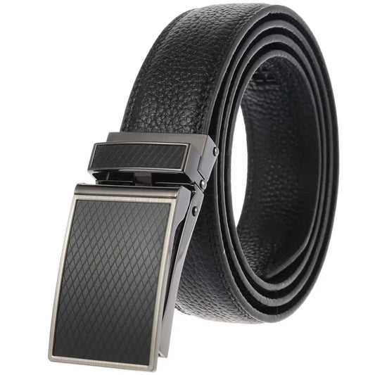 JMT-457290 Genuine Leather Automatic Buckle Ratchet Belt for Men, Model LY33-30021-5