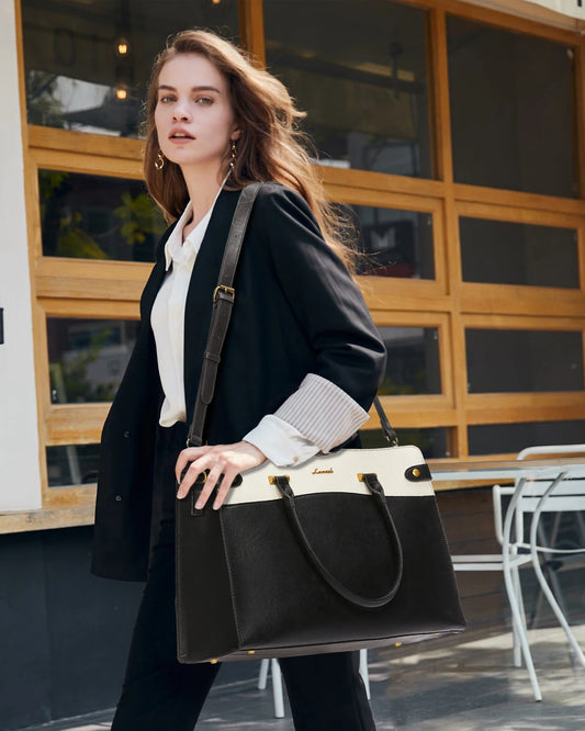 JMT-457418 Vintage Waterproof Laptop Bag for 15.6 Inch Devices - Stylish Leather Tote for Women - Ideal for Office and Business Use