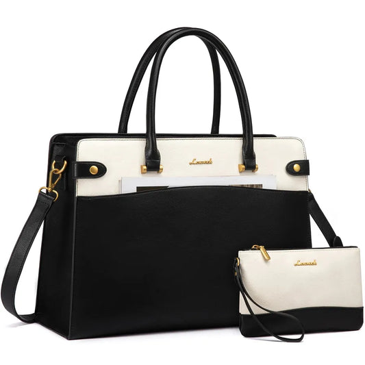 JMT-457418 Vintage Waterproof Laptop Bag for 15.6 Inch Devices - Stylish Leather Tote for Women - Ideal for Office and Business Use