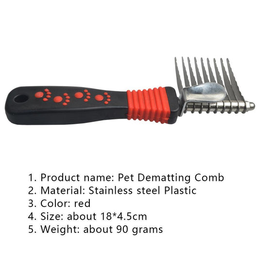 JMT-457930 Stainless Steel Pet Comb for Long-Haired Dogs with TPR Handle