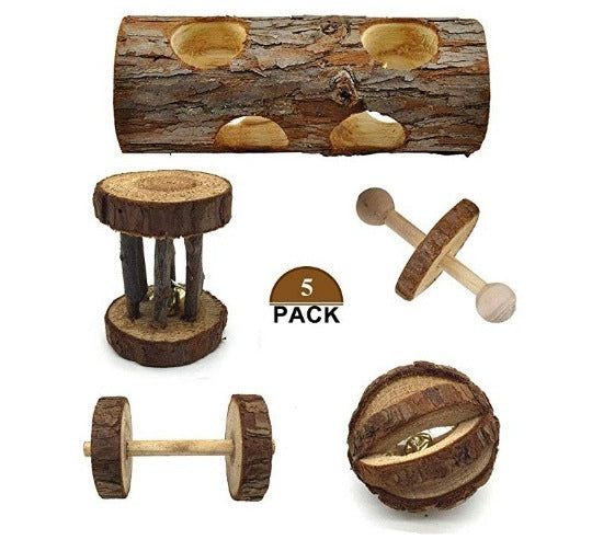 JMT-457994 Natural Wooden Toy for Small Pets - Ideal for Hamsters, Birds, Cats, Dogs, and Rabbits