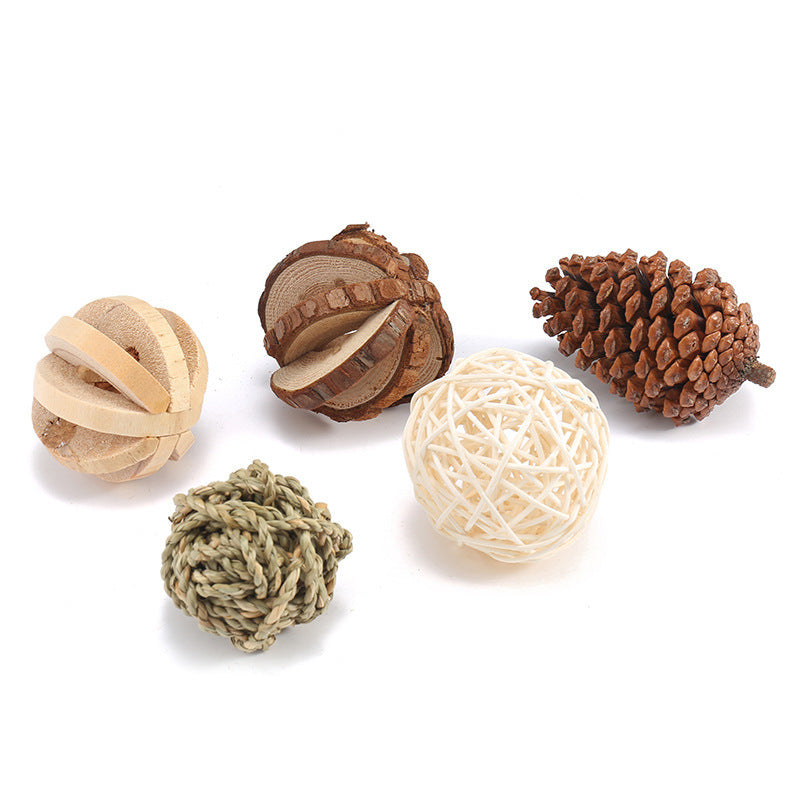 JMT-457994 Natural Wooden Toy for Small Pets - Ideal for Hamsters, Birds, Cats, Dogs, and Rabbits