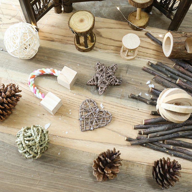 JMT-457994 Natural Wooden Toy for Small Pets - Ideal for Hamsters, Birds, Cats, Dogs, and Rabbits