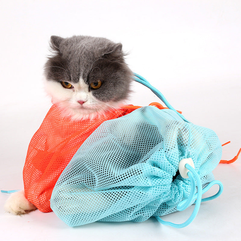 JMT-459082 Cat Bathing and Grooming Bag - Polyester Mesh Cleaning Tool for Scratch Prevention - Multiple Colors
