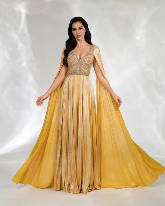 JMT-459082 Elegant Golden Evening Dress SH0106 for Women