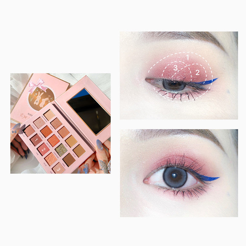 JMT-459274 15-Color Tiangong Jade Rabbit Eyeshadow Palette - Earthy Tones, Matte & Pearly Finish