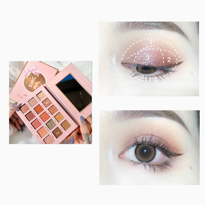 JMT-459274 15-Color Tiangong Jade Rabbit Eyeshadow Palette - Earthy Tones, Matte & Pearly Finish