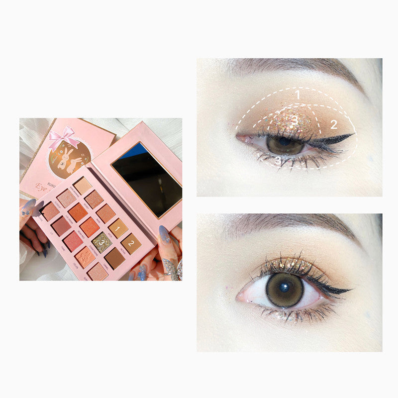 JMT-459274 15-Color Tiangong Jade Rabbit Eyeshadow Palette - Earthy Tones, Matte & Pearly Finish