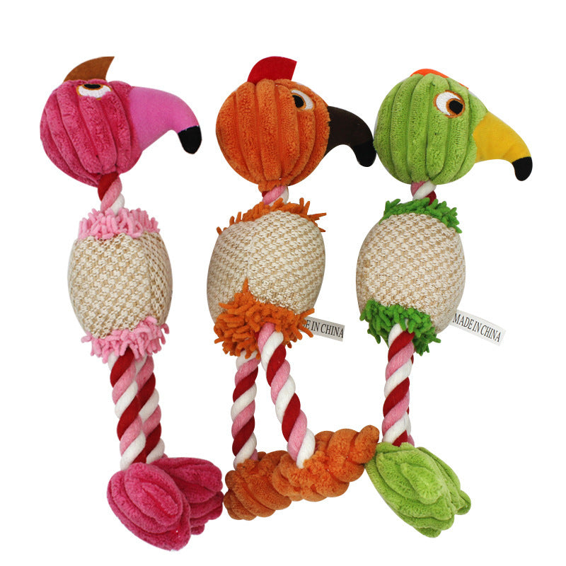 JMT-459978 Three-Color Cotton Rope Bird Toy for Pets - Plush Doll with Healthy Teeth Benefits, 28x6CM