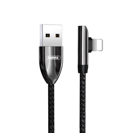 JMT-460170 Braided Elbow 8PIN to Type-C Data Cable - 1m Length, Black/Silver Options
