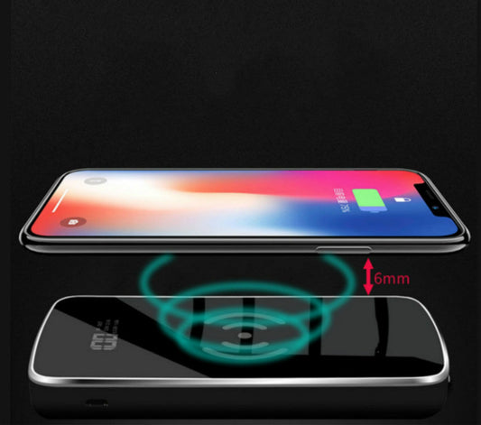 JMT-460682 Ultra-Thin Customizable Wireless Charging Power Bank with 10000mAh Capacity and Mirror Finish