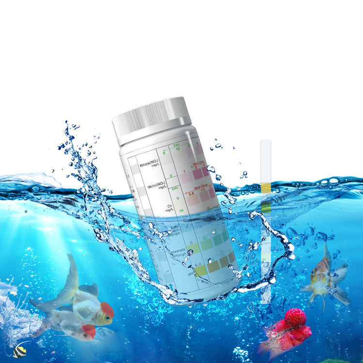 JMT-461322 Six-in-One Aquarium Water Quality Testing Strips for Total Hardness, Nitrate, Nitrite, Chlorine, Carbonates, and pH