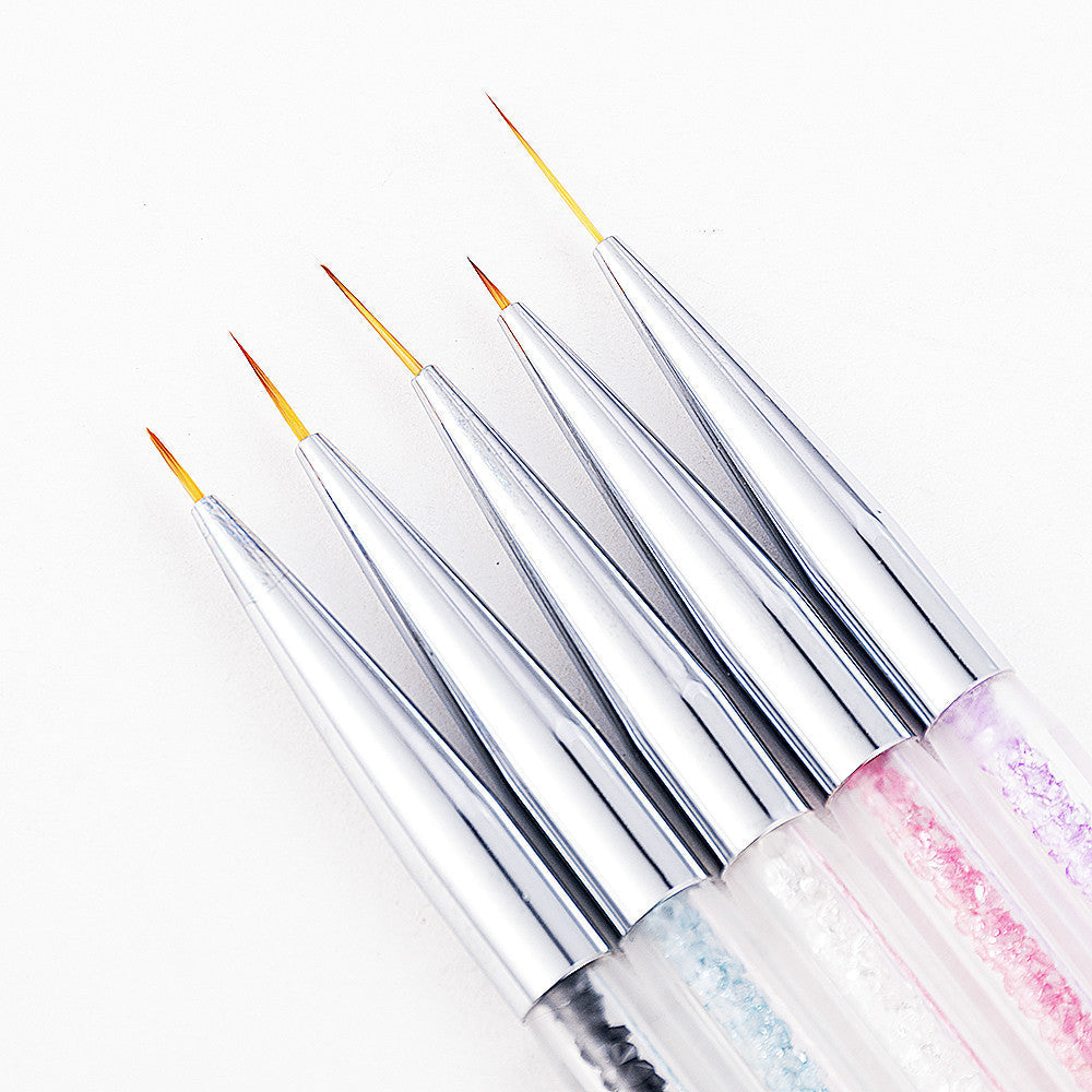 JMT-461450 5-Piece Nylon Brush Set for Nail Art - Double Head Point Drill & Line Drawing