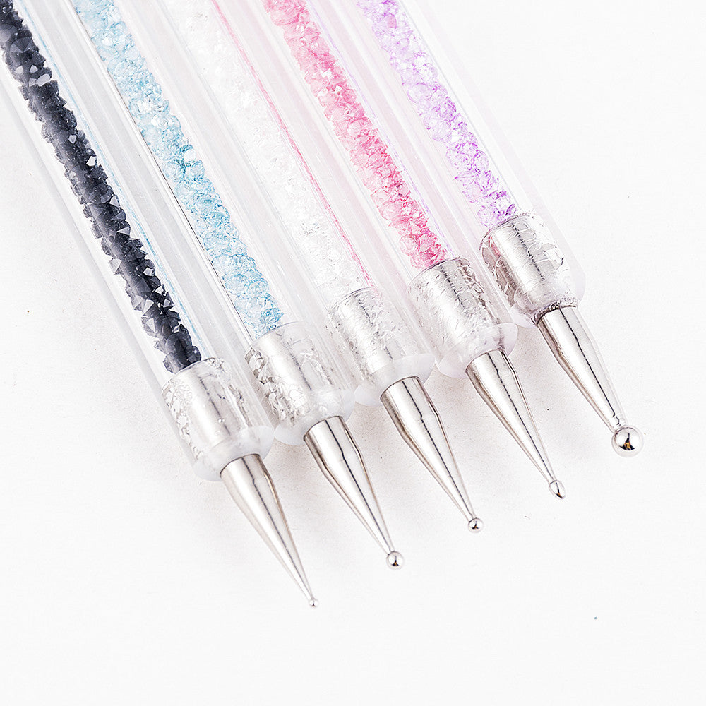 JMT-461450 5-Piece Nylon Brush Set for Nail Art - Double Head Point Drill & Line Drawing